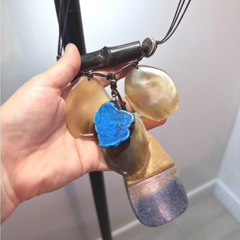 chunky natural necklace pendant adjustable napa california boutique exclusive lg